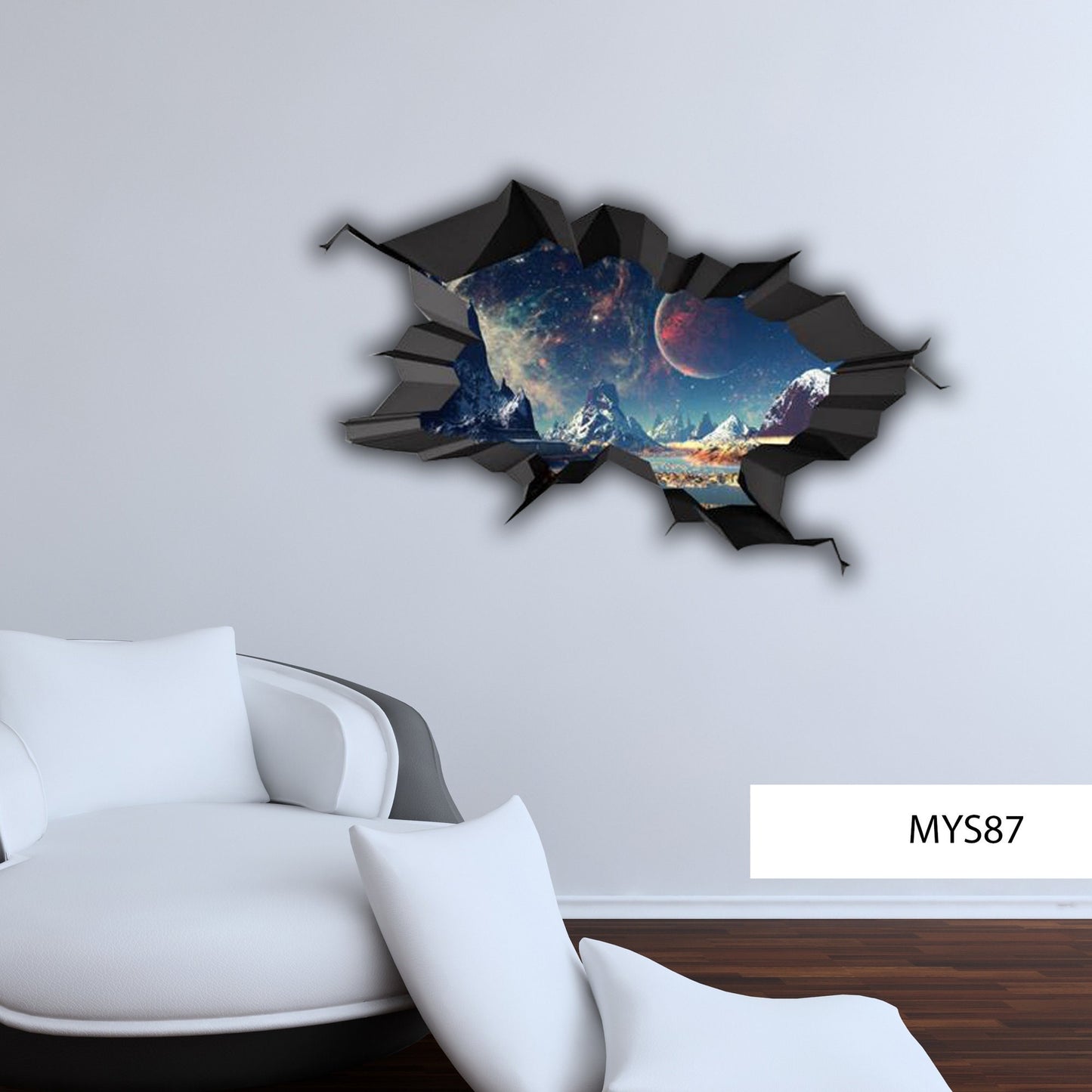 Earth & Moon Wall Decal, Space Decal, Galaxy Wall Art, Space Room Décor, 3d Wall Stickers, Vinyl Wall Mural