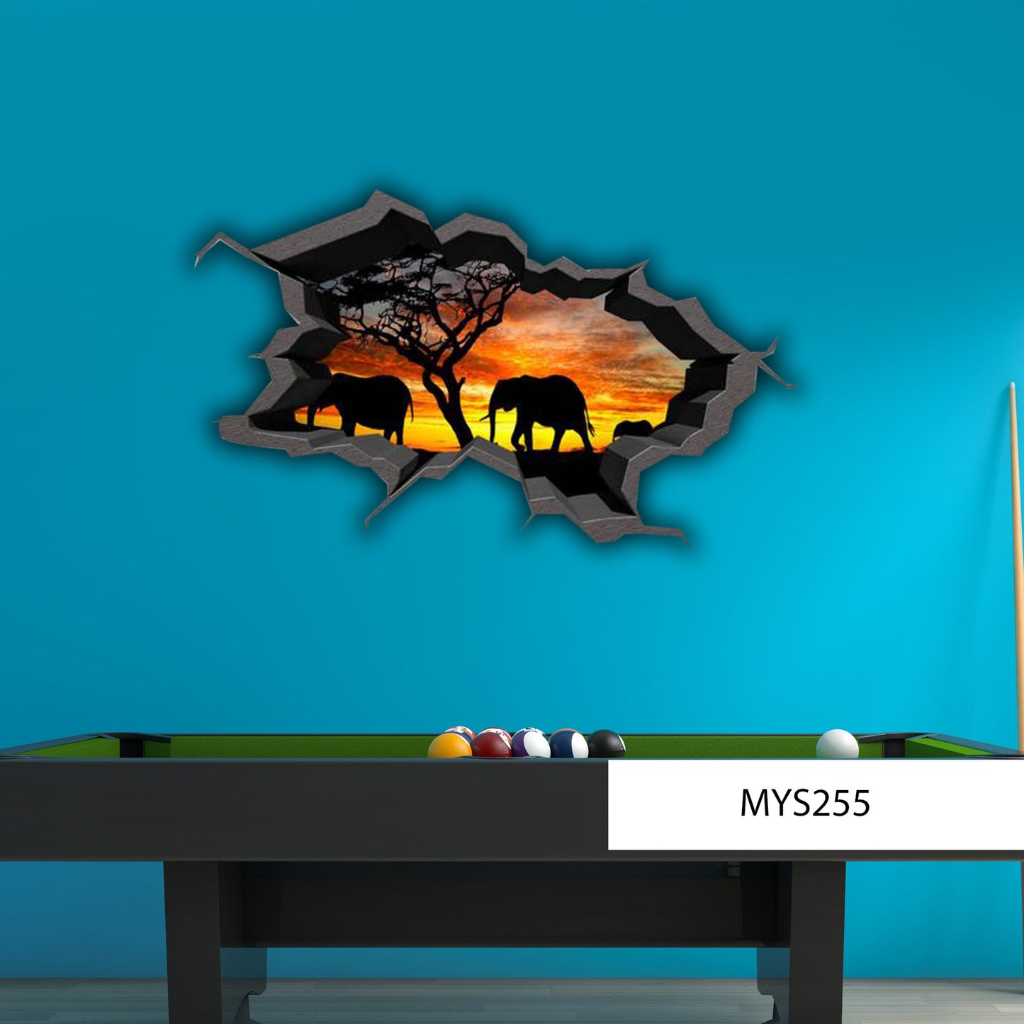 ELEPHANTS WALL DECAL, Wild Animals Stickers, Safari Wall Decal, 3d Room Mural, Graphic Wall Decal, Elephants Lover Gift, Safari Wall Decal