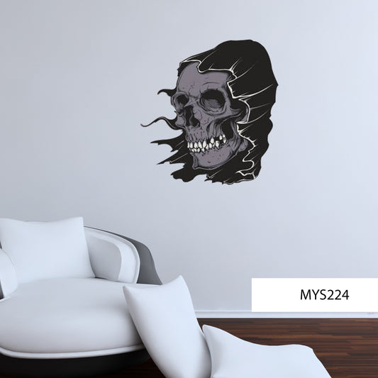 SKULL WALL STICKER, Halloween Wall Decal, Vinyl Skull Sticker, Skull Wall Decal, Large Wall Mural, Boys Room Sticker, Halloween Decor