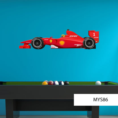 RACING CAR DECALS - Custom Car Sticker – Kids Room Wall Decal - Red Car Decals - Vinyl Wall Poster - Vehicle Print Mural