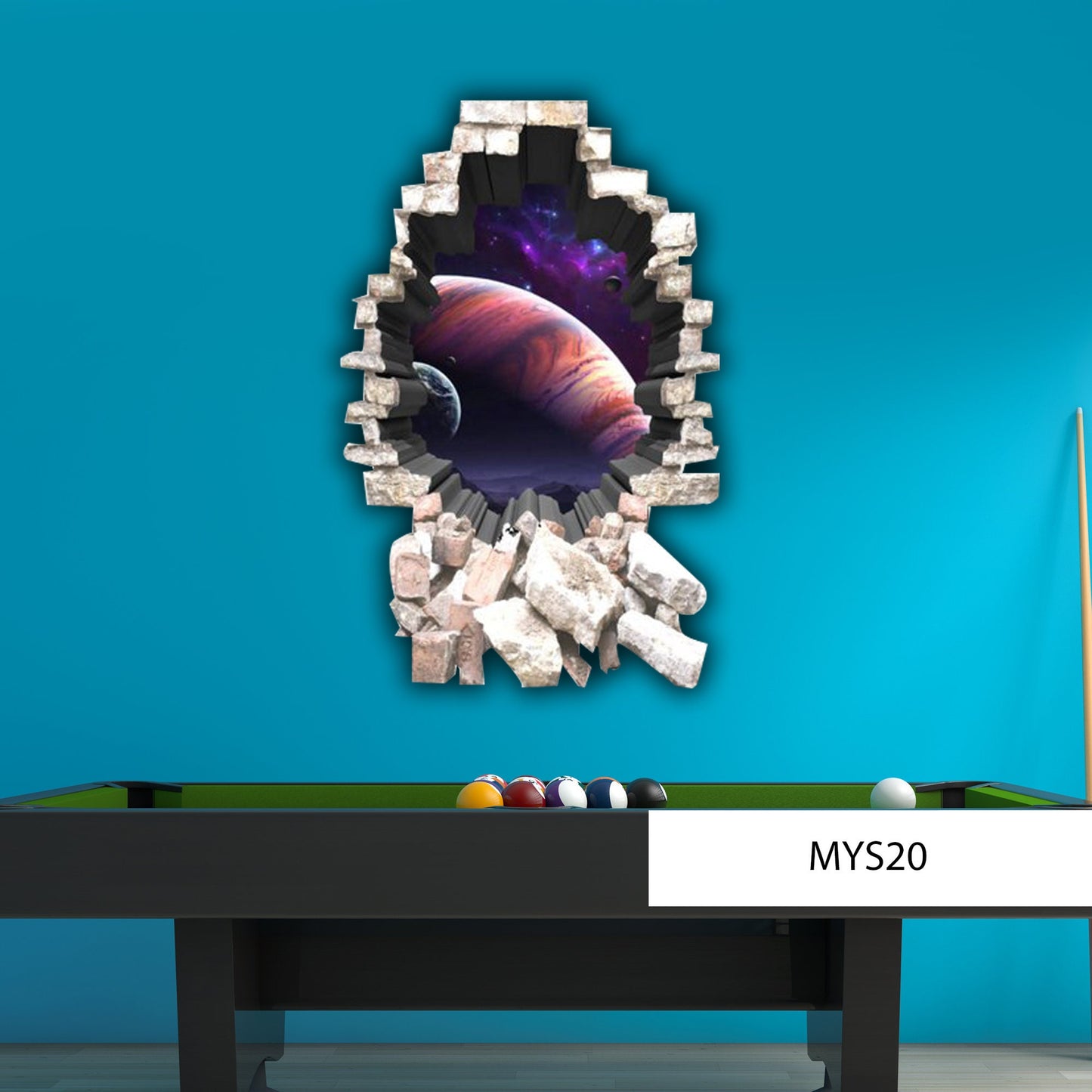 PLANETS WALL DECAL, 3d Wall Stickers, Cracked Wall Decal, Room Wall Décor, Vinyl Wall Mural, Deep Space Mural