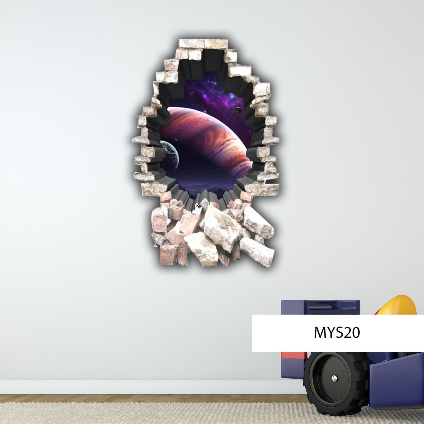 PLANETS WALL DECAL, 3d Wall Stickers, Cracked Wall Decal, Room Wall Décor, Vinyl Wall Mural, Deep Space Mural