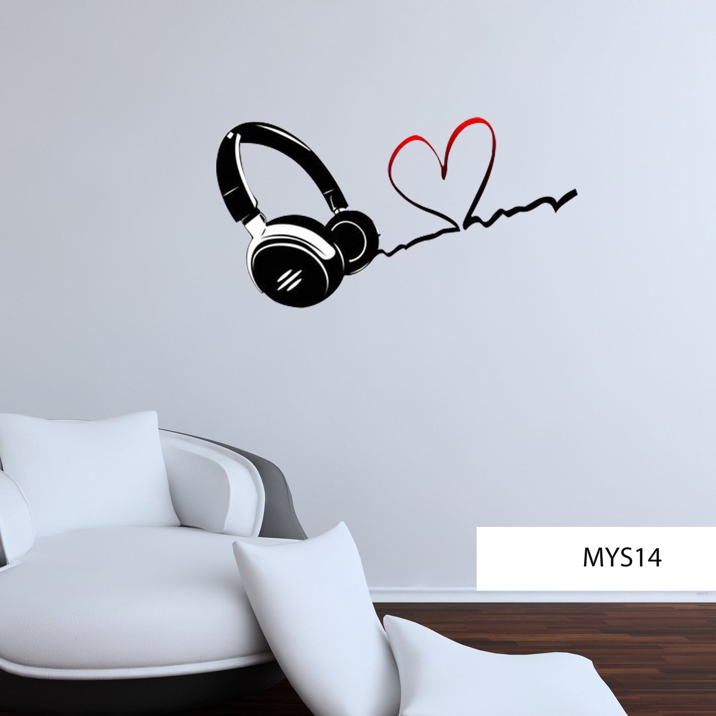 DJ Headphones Wall Decal, Weatherproof Vinyl Sticker, Music-Themed Art, Removable Mural, Headphone Design, Wall Decor