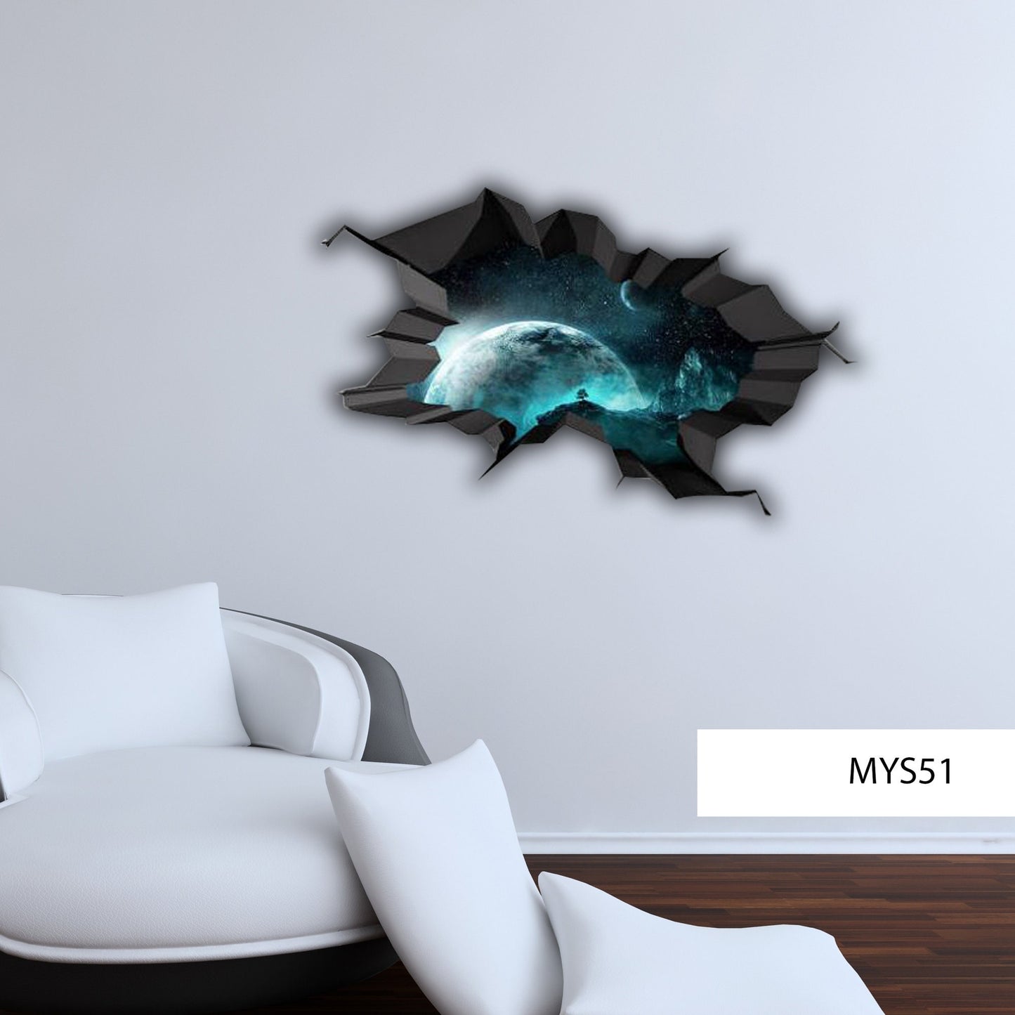 EARTH VINYL MURALS, Moon Wall Decals, Galaxy Wall Sticker, Solar System Mural, 3d Wall Sticker, Space Portal Sticker