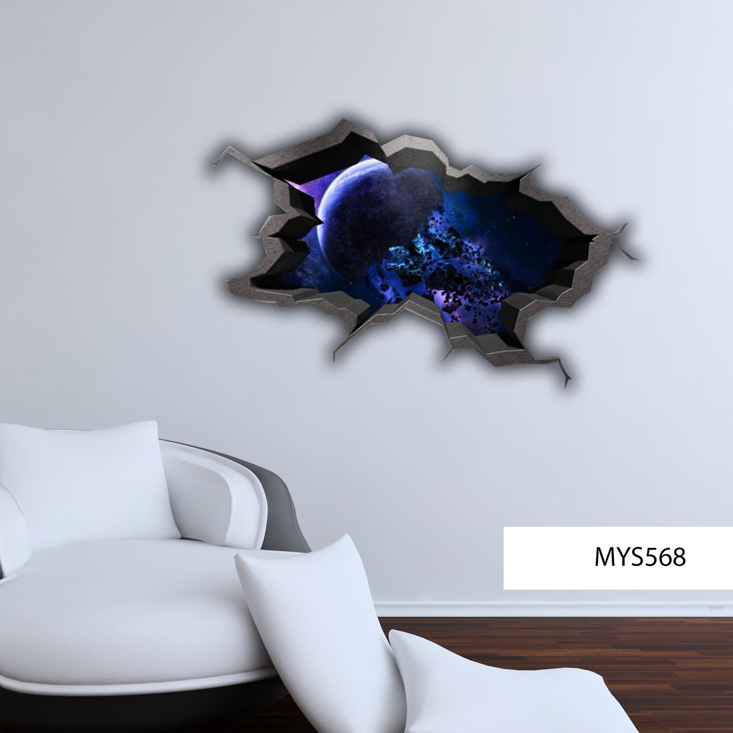 SPACE WALL DECAL, 3D Galaxy Sticker, Removable Planet Wall Art, Peel and Stick Space Room Decoration, Galaxy Illustraion Wall Mural