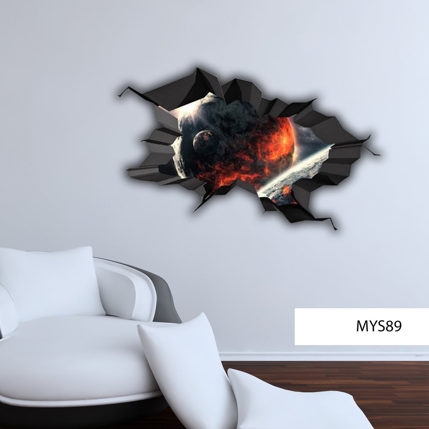 Wall Decal Earth Moon Space Planet Galaxy Cracked 3d Wall Sticker Stars Mural Decal Graphic Wall Art Boys Bedroom Wall Sticker MYS89