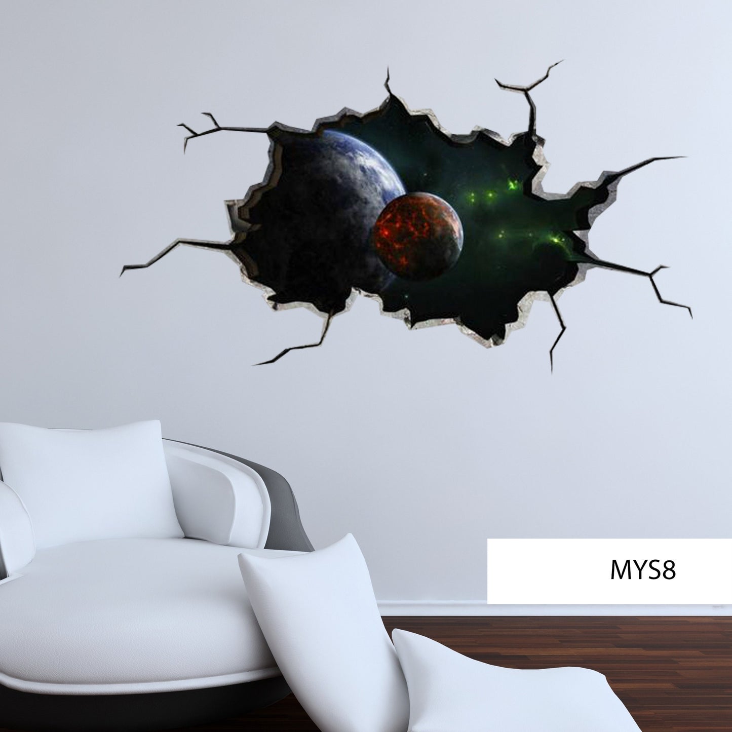 SPACE ROOM DECAL, Planet Wall Stickers, Galaxy Wall Decal, Galaxy Vinyl Stickers, Science Room Décor, Cracked Wall Decal