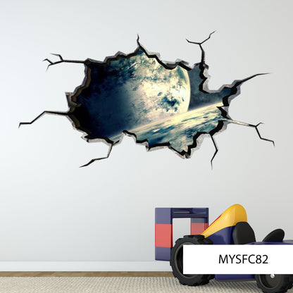 GALAXY WALL STICKER, Space Planet Decal, Earth Wall Sticker, Galaxy Cracked Decal, Science Room Decor, Kids Room Decal, Office Print