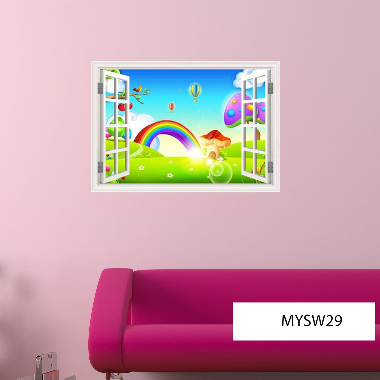 RAINBOW WALL DECAL, Childs Nursery Décor, Window Frame Decal, Gift For Friends, Vinyl Wall Mural, 3d Wall Decal