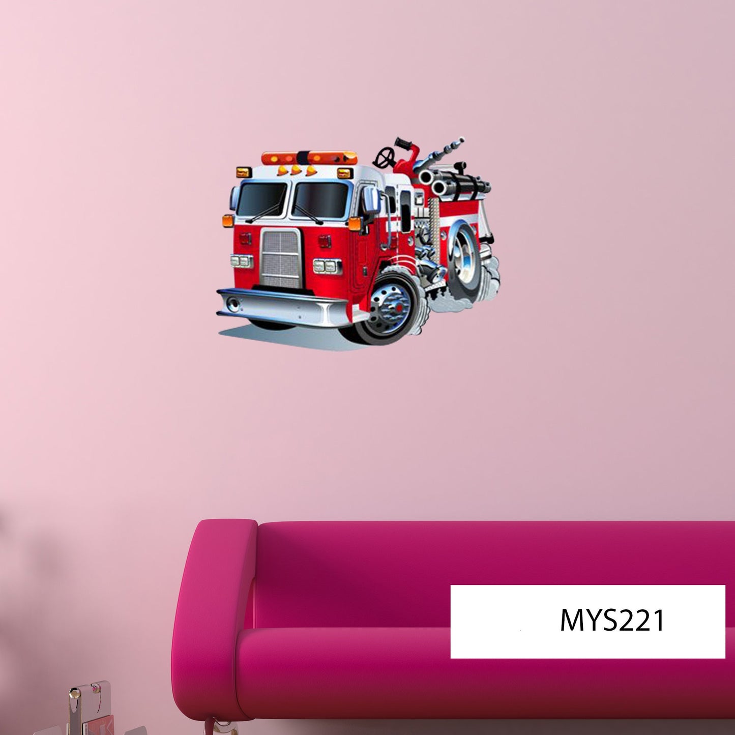 Fire Truck Wall Decal, Fire Engine Decal, 3D Wall Sticker, Firefighter Room Decor, Truck Decals For Bedroom, Firetruck Vinyl Wall Mural