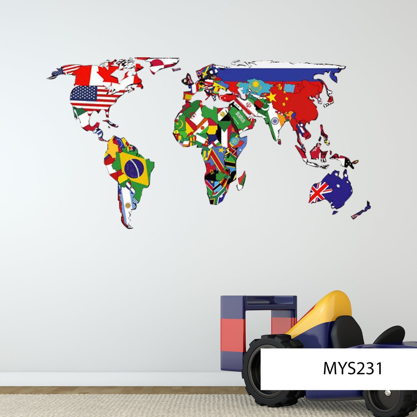 3D World Map Wall Decal, Vinyl Mural Sticker, Office & Classroom Decor, Travel Enthusiast Gift, World Map Wall Art