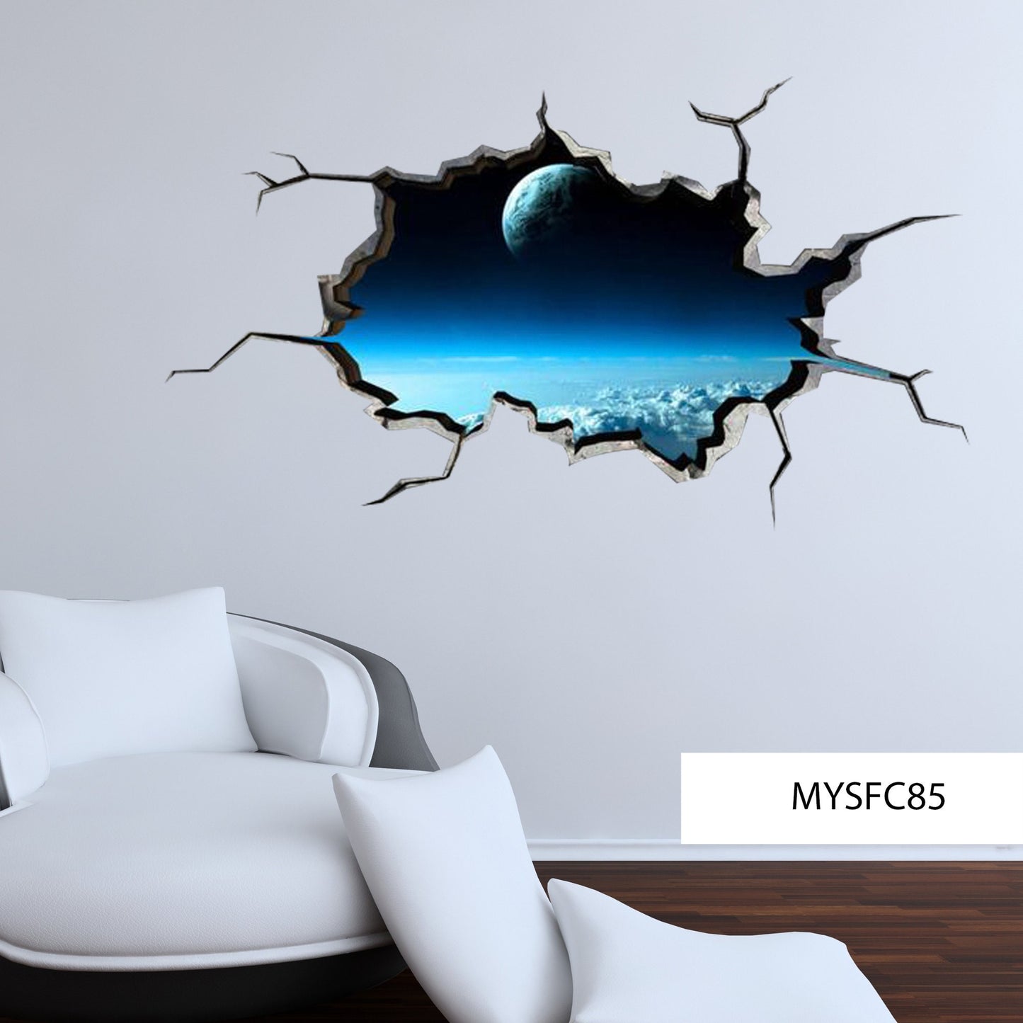 SPACE WALL DECAL, Earth Vinyl Sticker, Galaxy Illustration, Planet Wall Stickers, Science Room Décor, Housewarming Gift