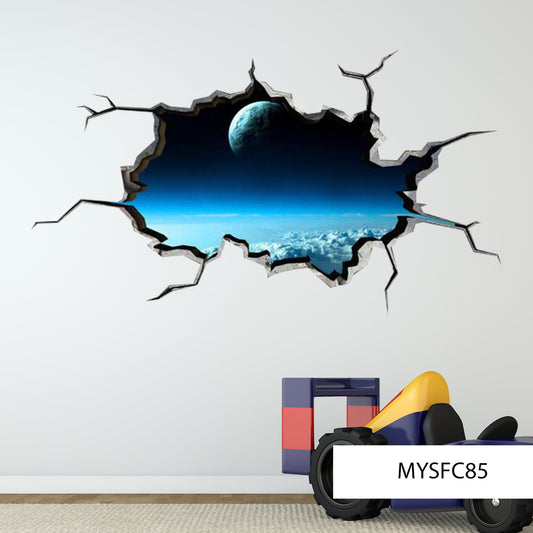 SPACE WALL DECAL, Earth Vinyl Sticker, Galaxy Illustration, Planet Wall Stickers, Science Room Décor, Housewarming Gift