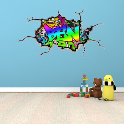 Custom 3D Graffiti Wall Name Decal, Personalized Kids Room Decor, Hip Hop Vinyl Sticker, Removable Peel and Stick Wall Art