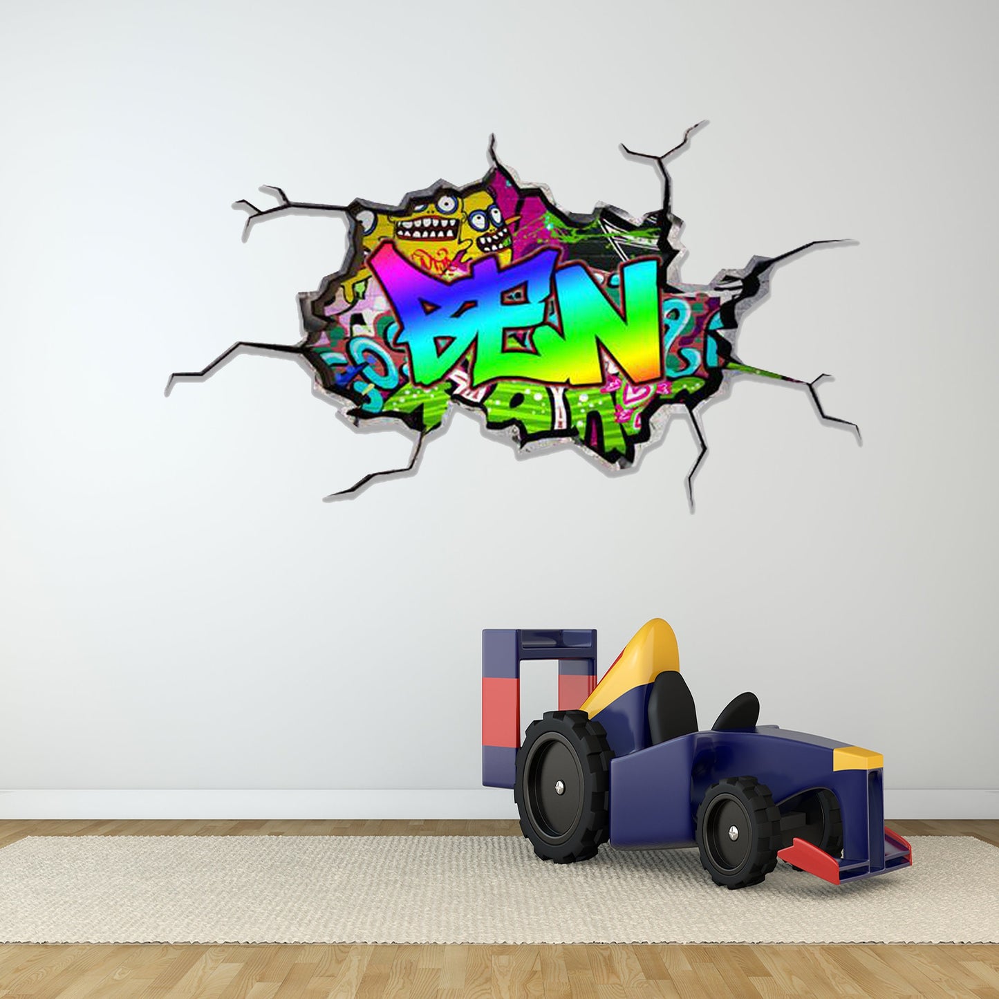 Custom 3D Graffiti Wall Name Decal, Personalized Kids Room Decor, Hip Hop Vinyl Sticker, Removable Peel and Stick Wall Art