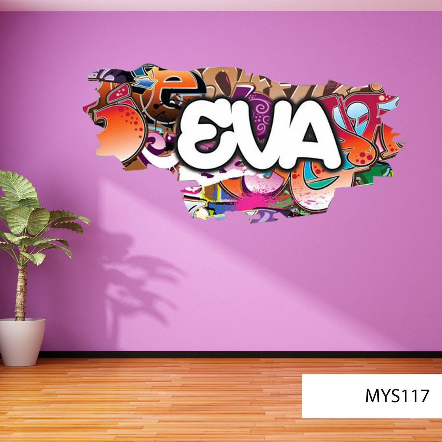 Custom 3D Graffiti Wall Art Decal - Personalized Kids Room Decor - Removable Vinyl Mural - Peel and Stick Wall Sticker - Nursery Decor