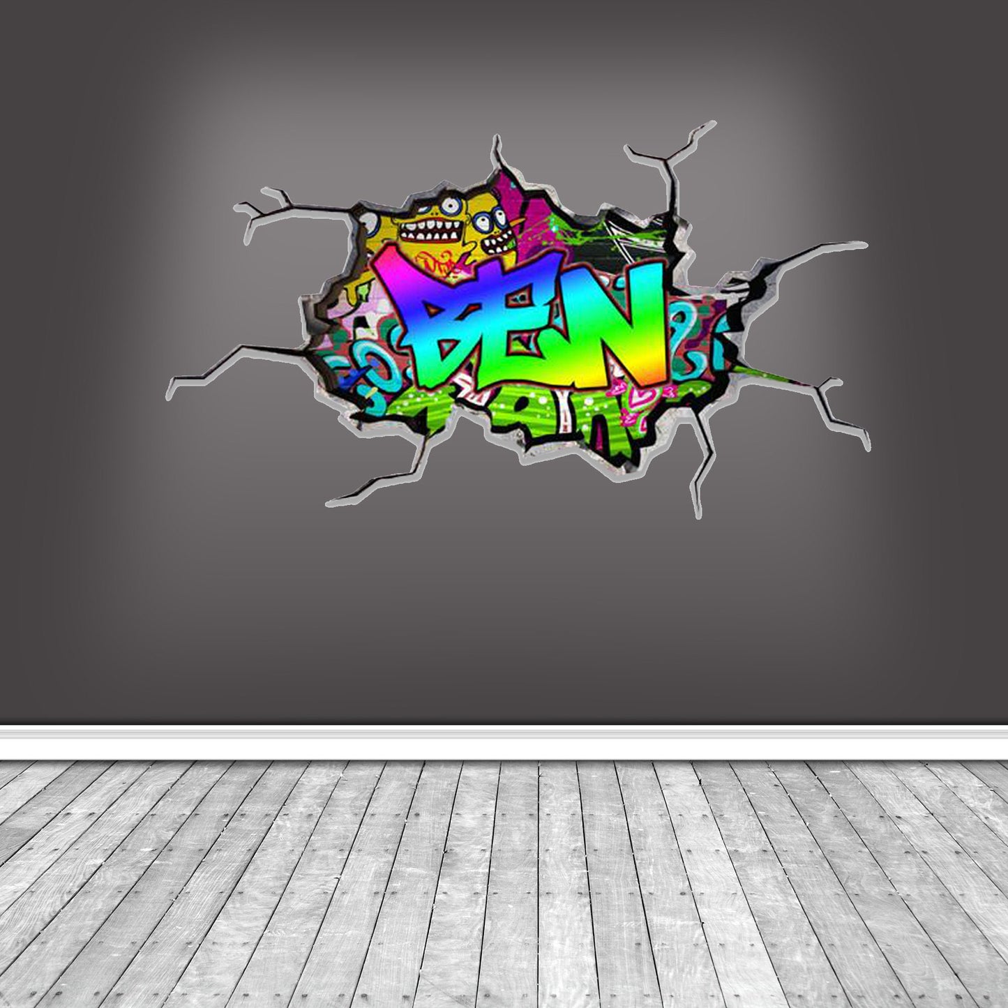 Custom 3D Graffiti Wall Name Decal, Personalized Kids Room Decor, Hip Hop Vinyl Sticker, Removable Peel and Stick Wall Art