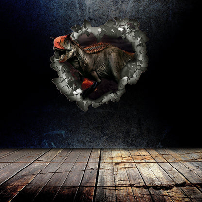 Carnotaurus Dinosaur 3D Wall Decal, Kids 3D Wall Mural, Dinosaur Wall Art, Dino Wall Sticker, Jurassic World Theme Decoration, Vinyl Decal