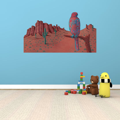 Hawk Wall Decal, Native American Art, Removable Vinyl Sticker, Peel and Stick Wall Mural, Kids Room Decor, Birds of Pray Designs