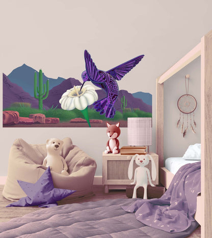 Hummingbird Wall Decal - Removable Vinyl Sticker for Bird Room Decor, Nursery Wall Art, Wildlife Mural, Vinyl Kids Room Decor