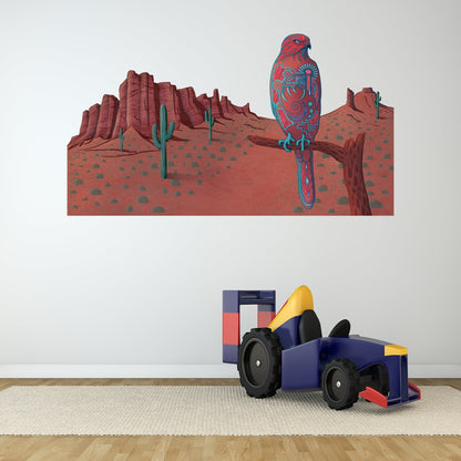 Hawk Wall Decal, Native American Art, Removable Vinyl Sticker, Peel and Stick Wall Mural, Kids Room Decor, Birds of Pray Designs