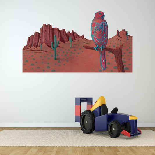 Hawk Wall Decal, Native American Art, Removable Vinyl Sticker, Peel and Stick Wall Mural, Kids Room Decor, Birds of Pray Designs