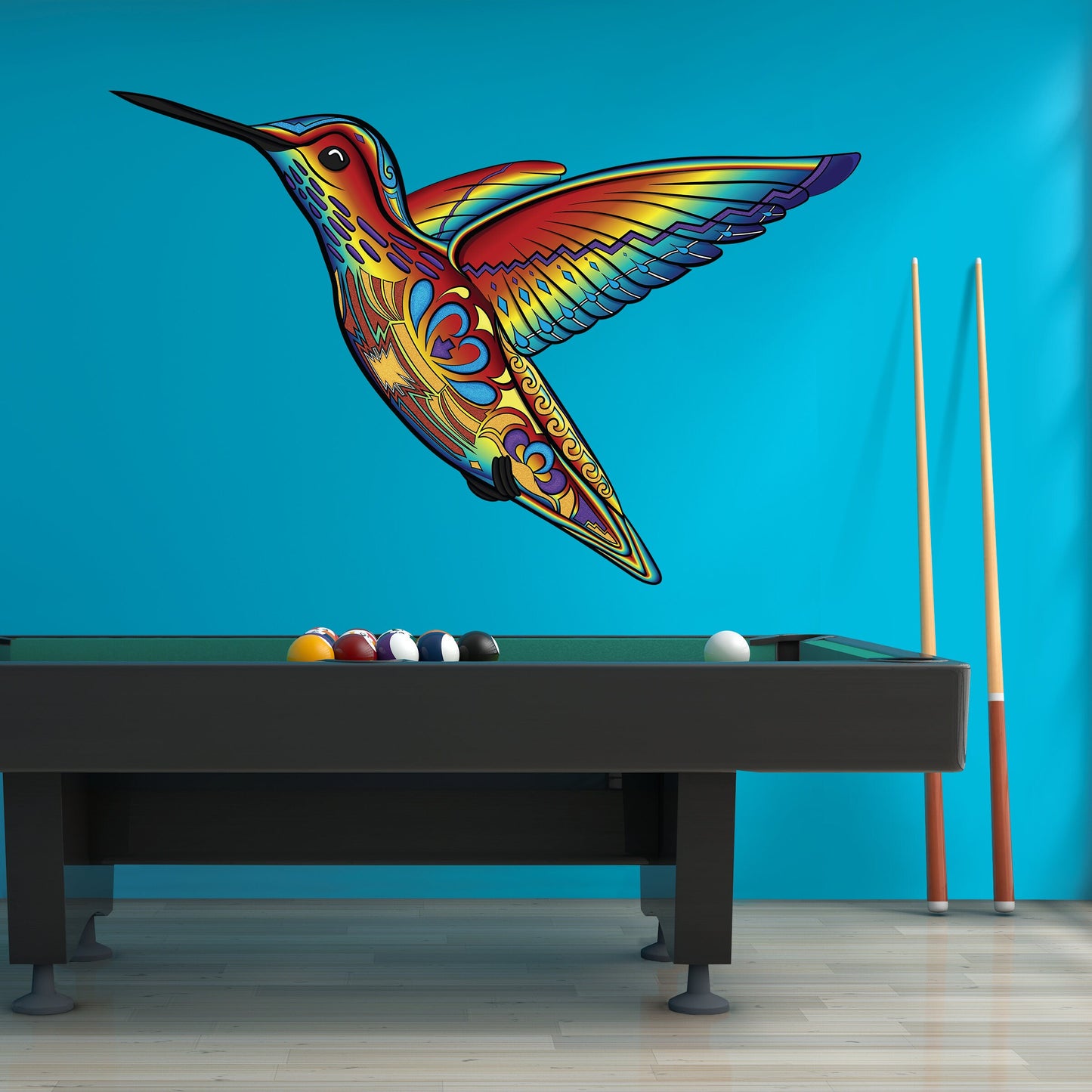 Vibrant Rainbow Hummingbird Wall Decal, Decorative Peel-and-Stick Art, Removable Vinyl Sticker, Wildlife Home Decor, Bird Lovers Gift