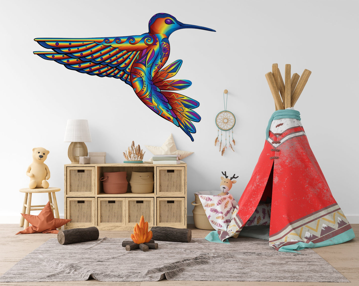 Stunning Rainbow Hummingbird Wall Decal - Peel-and-Stick Decor, Perfect for Homes & Spaces Seeking Nature's Vibrancy, Bird Stickers