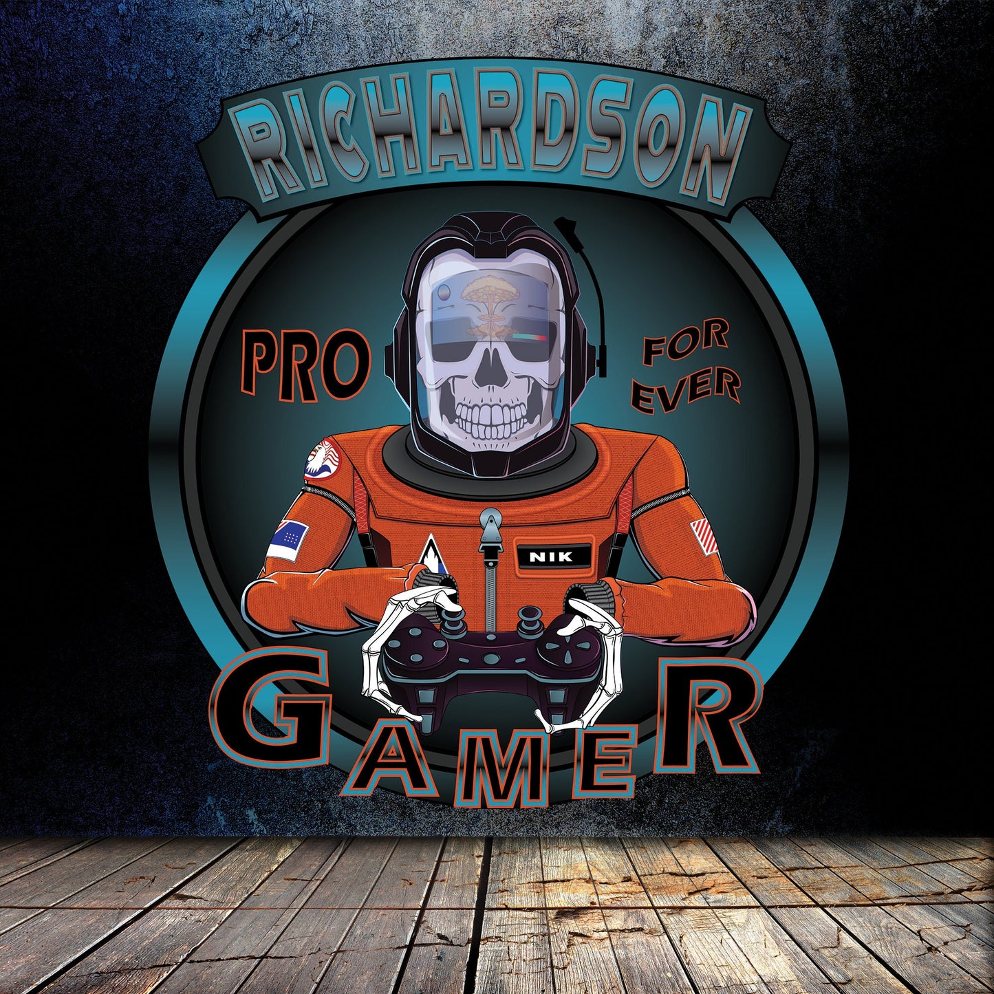 Custom Space Skull Gamer Name Wall Decal - Durable & Waterproof Vinyl Wall Art Sticker for Kids' Room, Game Room, and Home Decor