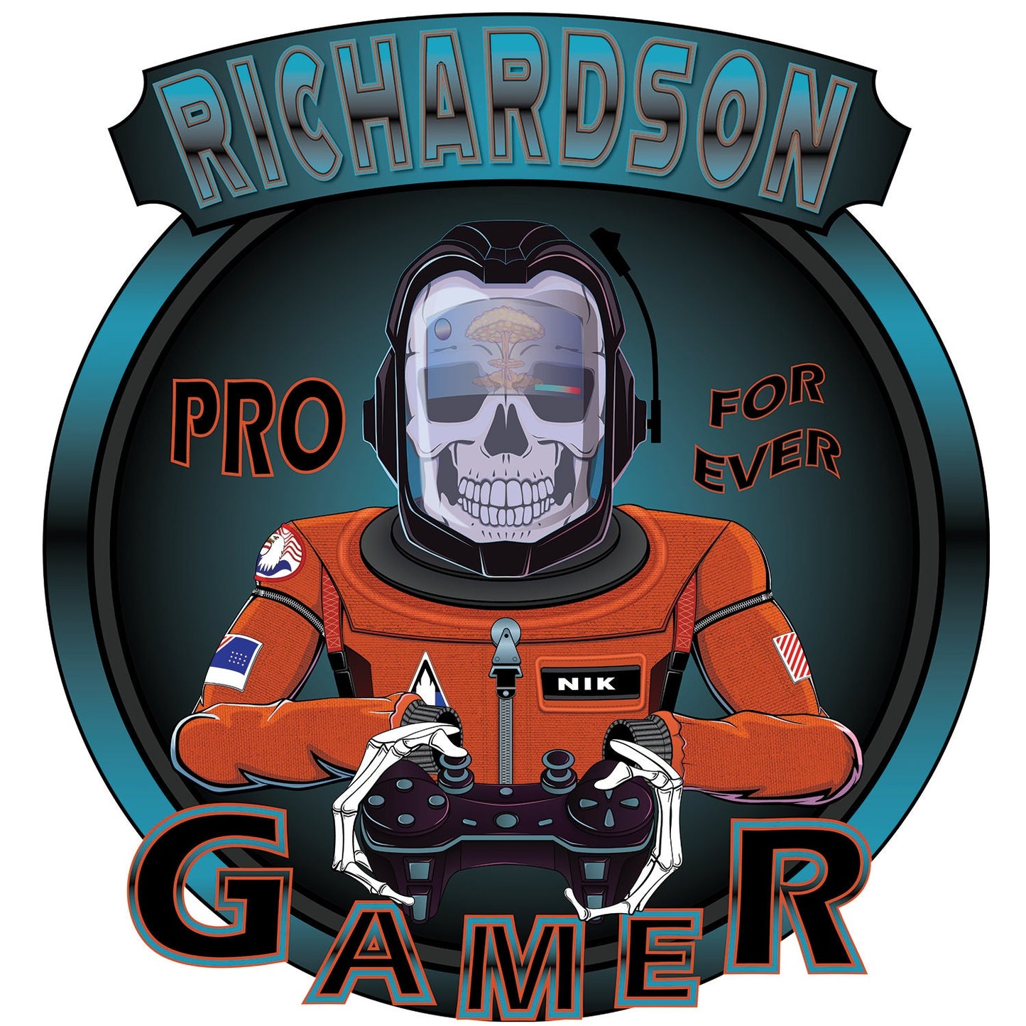 Custom Space Skull Gamer Name Wall Decal - Durable & Waterproof Vinyl Wall Art Sticker for Kids' Room, Game Room, and Home Decor