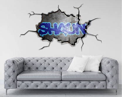 Personalized Graffiti Wall Art Decal, Custom Name Hip Hop Sticker, Street Art Background, Vinyl Graffiti Mural, Kids Room Decor, Custom Gift