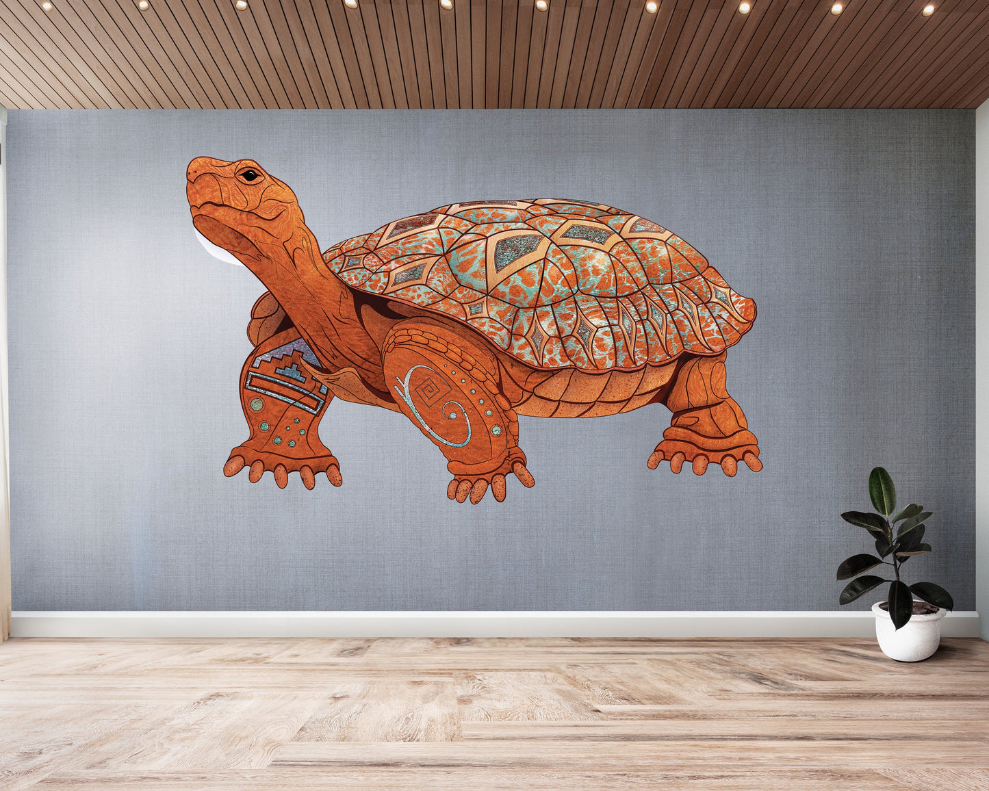 Tortoise Wall Decal, Native American Art, Removable Vinyl Sticker, Peel and Stick Wall Mural, Kids Room Decor, Wildlife Turtle Sticker