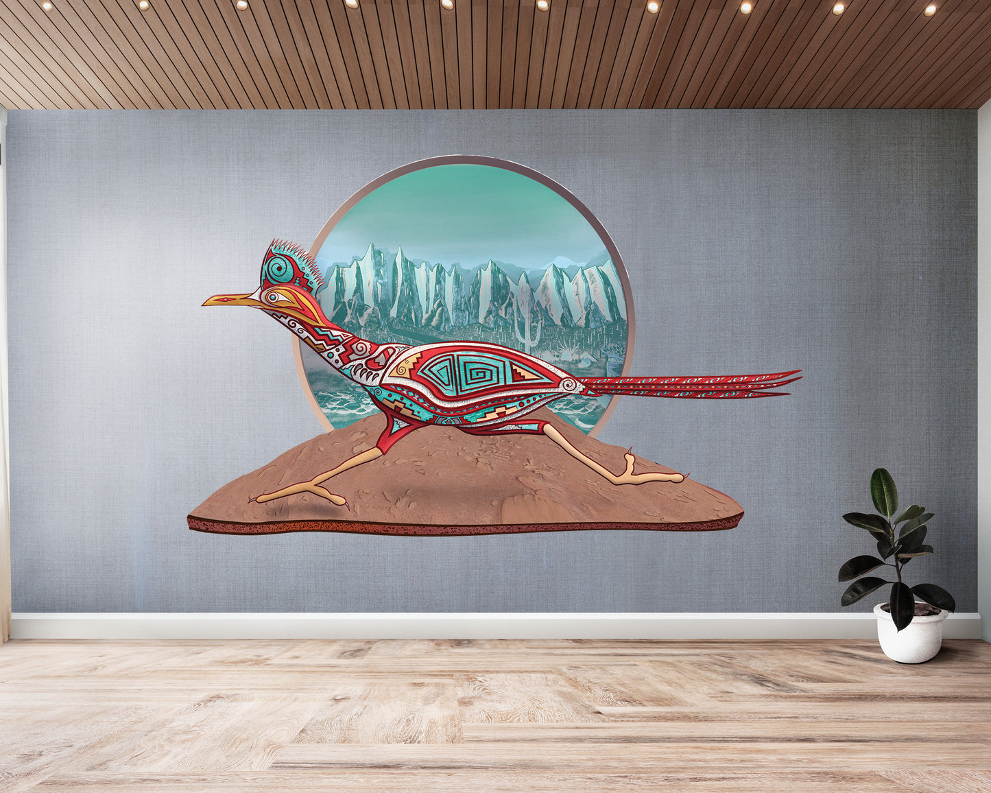 Roadrunner Wall Decal, Native American Art, Removable Vinyl Sticker, Peel and Stick Wall Mural, Kids Room Decor