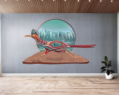 Roadrunner Wall Decal, Native American Art, Removable Vinyl Sticker, Peel and Stick Wall Mural, Kids Room Decor