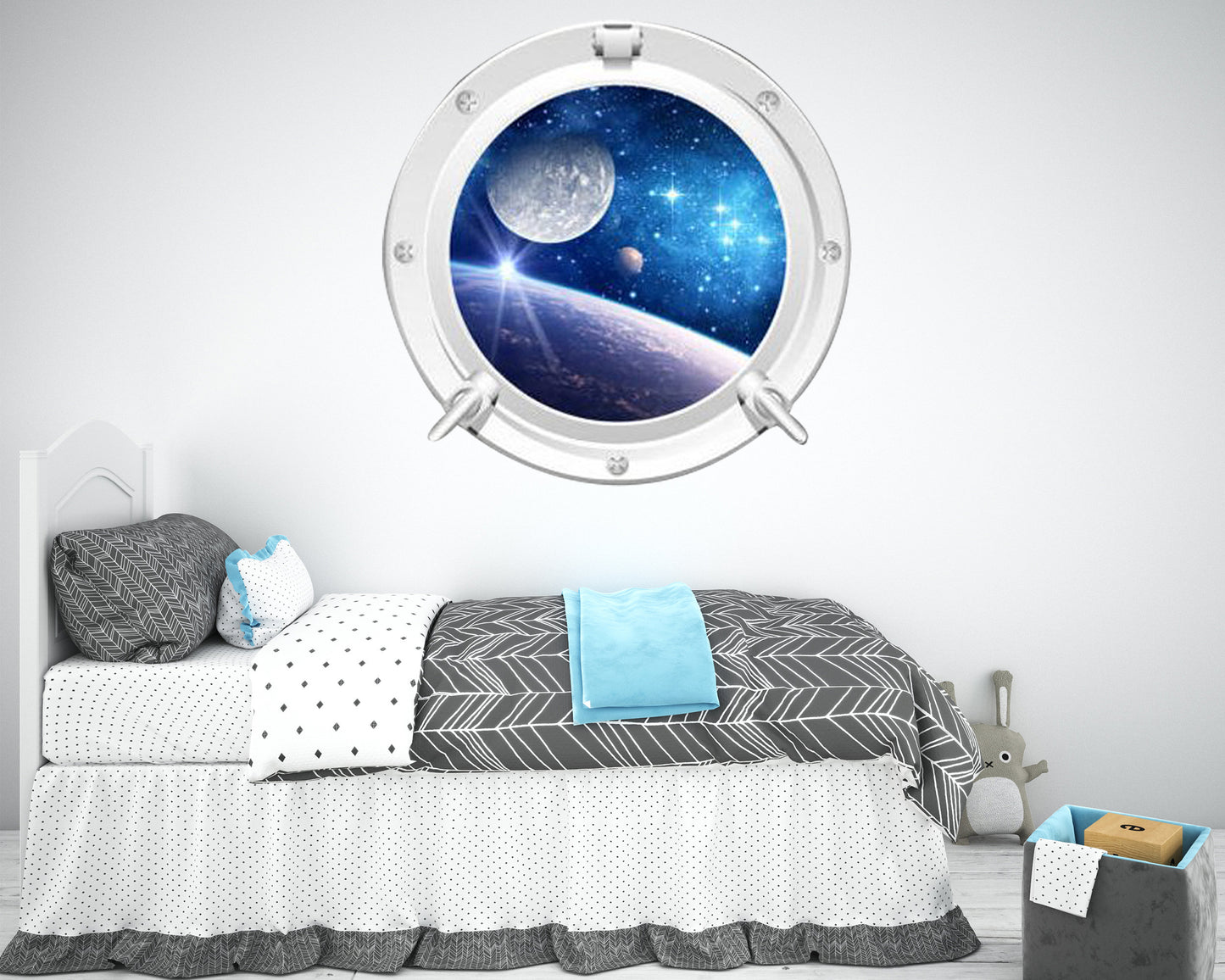 Stunning Galaxy Porthole Wall Decal: Transform Your Room with Cosmic Views – Space-Inspired Home Decor – Perfect for Astronomy Lovers