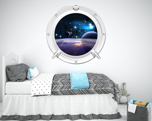 Cosmic Wall Decal, Astral Vinyl Decor, Celestial Adhesive, Starry Night Theme Art, Planet View Design, Interstellar Room Accent