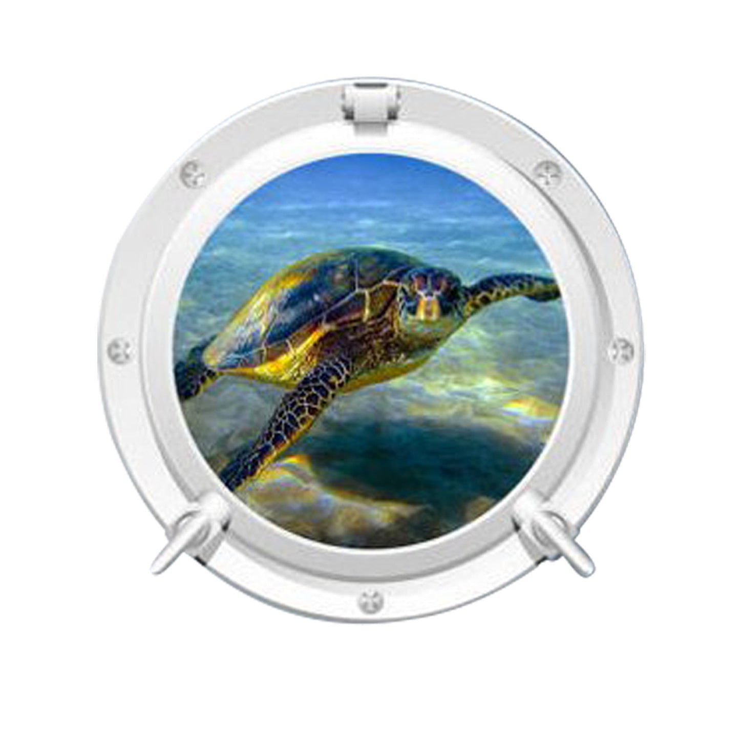 3D Sea Turtle Porthole Wall Decal - Ocean View Window Sticker for Kids Room - Removable Peel & Stick Wall Art - Sea Life Decor