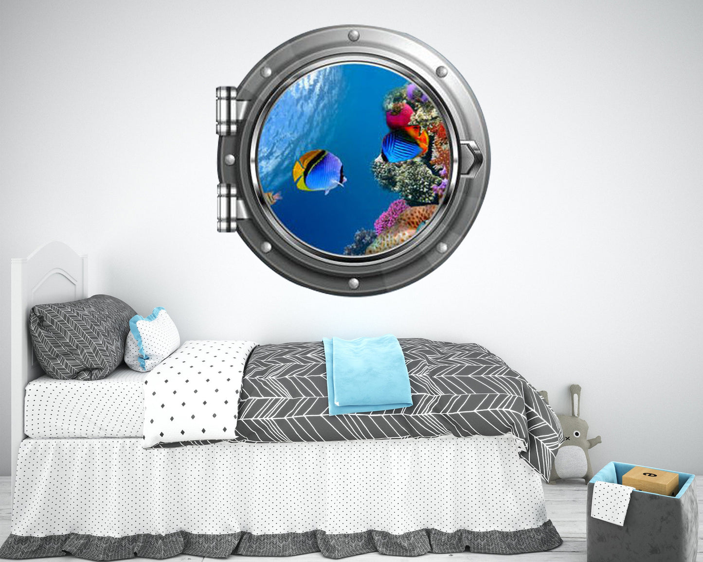 Tropical Reef Life Wall Decal, Kids Wall Art Decor, Fish Wall Mural, Reef Fish Vinyl Sticker, Graphic Exotic Fish, Ocean Sea Window