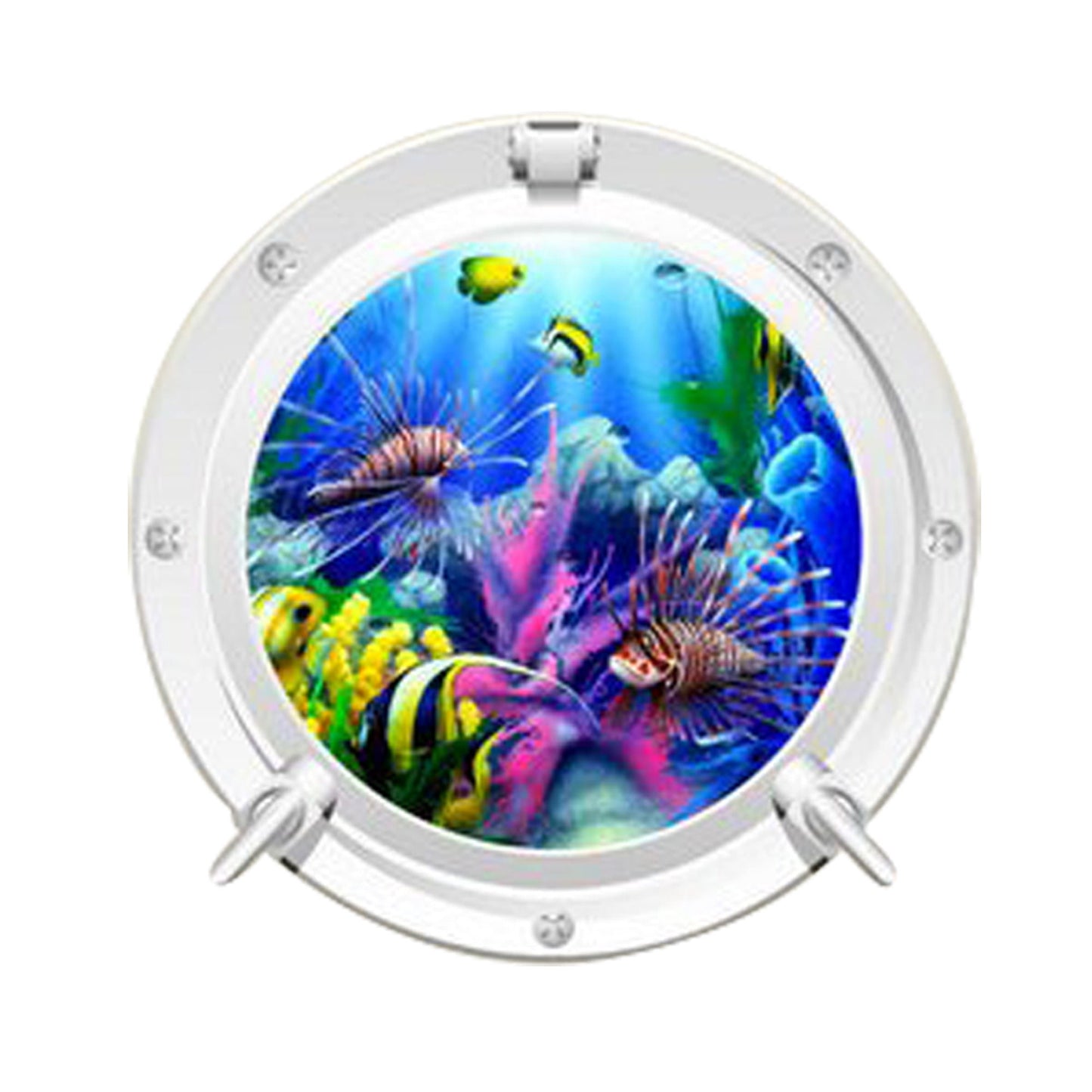 Tropical Reef Fish Porthole Wall Decal - Ocean Aquarium 3D Sticker - Underwater Kids Room Decor - Fish Art - Marine Themed Decoration