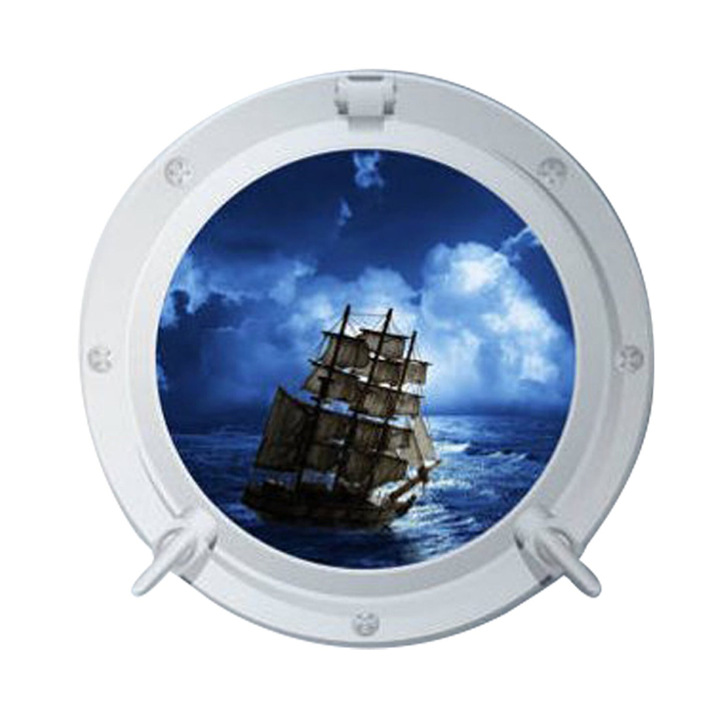 Pirate Ship Wall Decal - Nautical Kids Room Decor - Pirate-Themed Porthole Decoration for Playroom or Bedroom, Ocean Sticker, Pirate Art