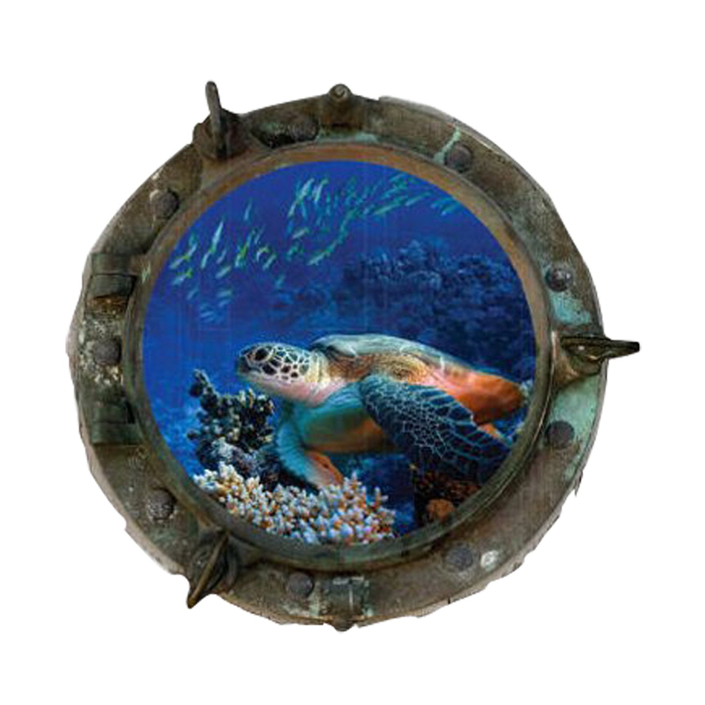 Turtle Porthole Wall Decal - Ocean Window Sticker - Kids Room Decor - Removable Underwater Art - Peel and Stick Mural