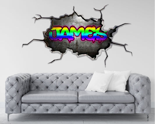 PERSONALIZED WALL DECAL, Custom Name Graffiti Decal, Vinyl Sticker, 3D Kids Room Art Decor, Wall Mural, Removable Wall Decoration