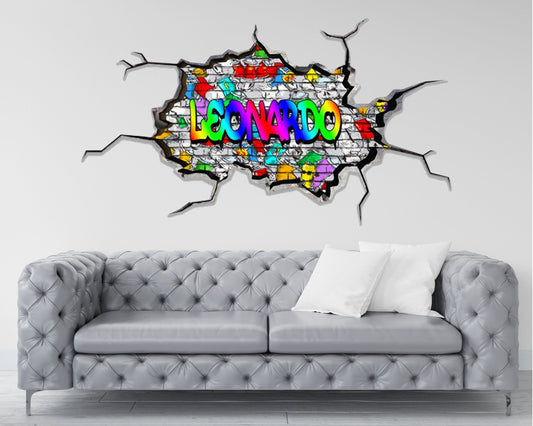 Custom Graffiti Wall Decal Name - Personalized Kids Room Decor - Brick Wall Decal - Hip Hop Vinyl Sticker - Removable Wall Decor