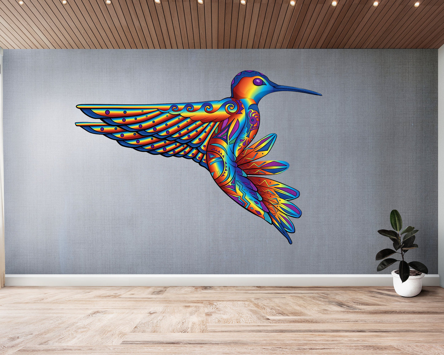 Stunning Rainbow Hummingbird Wall Decal - Peel-and-Stick Decor, Perfect for Homes & Spaces Seeking Nature's Vibrancy, Bird Stickers