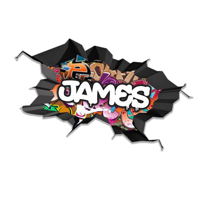 Personalized Graffiti Wall Art Decal, 3D Wall Sticker, Removable Kids Room Decor, Peel and Stick Vinyl Decal, Custom Wall Art, Wall Decor