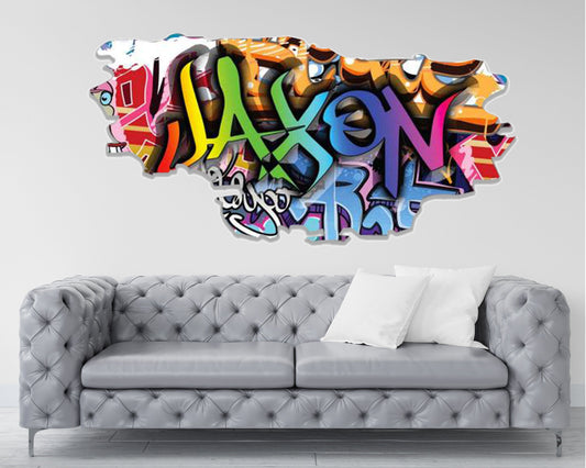 Custom Graffiti Name Wall Decal, Personalized Room Decor, Hip Hop Vinyl Sticker, Removable Wall Mural, Gift for Kids, 3D Wall Art