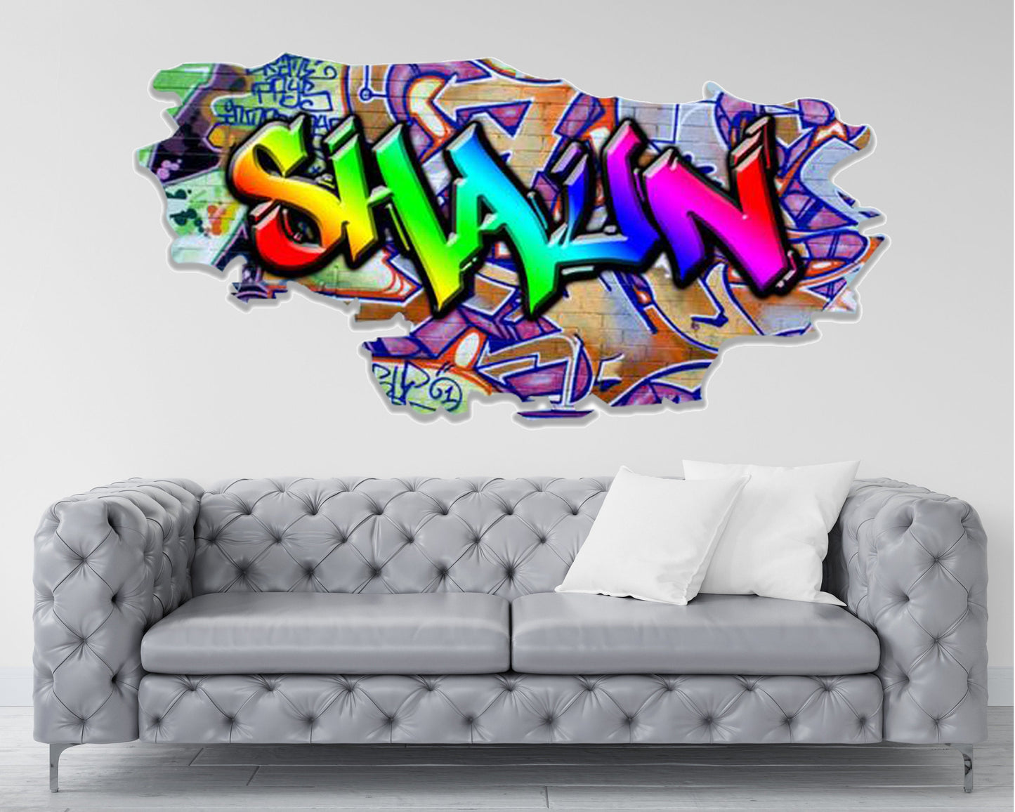 Personalized Room Decor, NYC Style Wall Decal, Teen Boys Room Decor, Graffiti Wallpaper, Preppy Room Decor, Graffiti Style Art, Custom Art