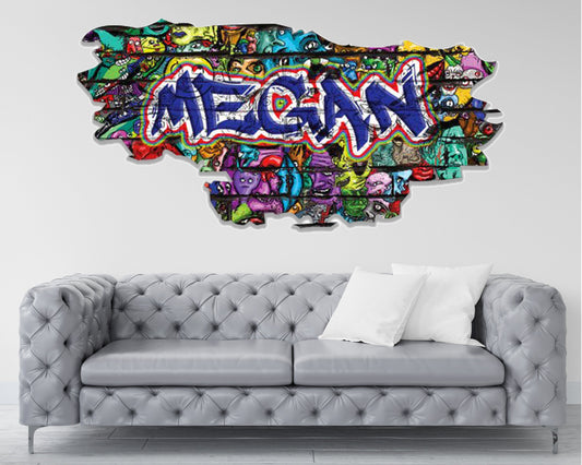 Graffiti Wall Decor - Personalized Name Decal - Custom Art Sticker - Kids' Room Decor - Unique Graffiti Wall Art, Personalized Birthday Gift