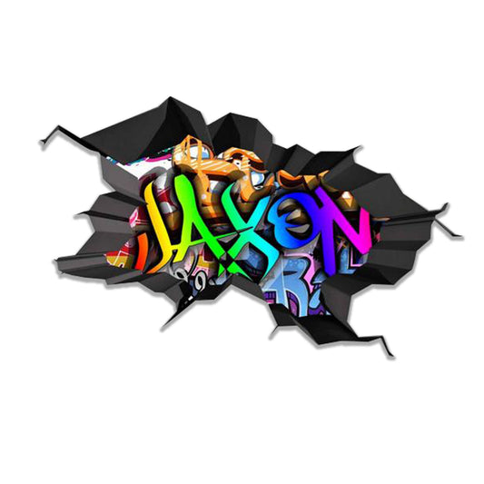 GRAFFITI WALL DECAL, Custom Name Sticker, Personalized Name Wall Decal, Colorful Brick Wall Decal, Removable Boys Girls Teen Room Decor