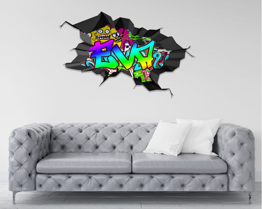 Personalized Name Wall Decal, Graffiti Wall Art, Custom Wall Sticker, Gift For Kids, Wall Art Mural, Hip Hop Sticker, Kids Room Decor